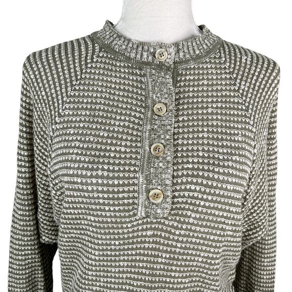 Jaeger Vintage Sweater 34 Inch Army Green Cream Tie Waist Cozy - Picture 3 of 11